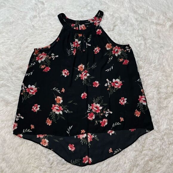 TORRID Black Floral Design Hi Lo Sleeveless Tank Blouse Women Size 1X goddess - Picture 4 of 8